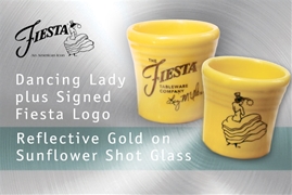 Fiesta Dancing Lady Sunflower shot glass with Liz McIlvains signature