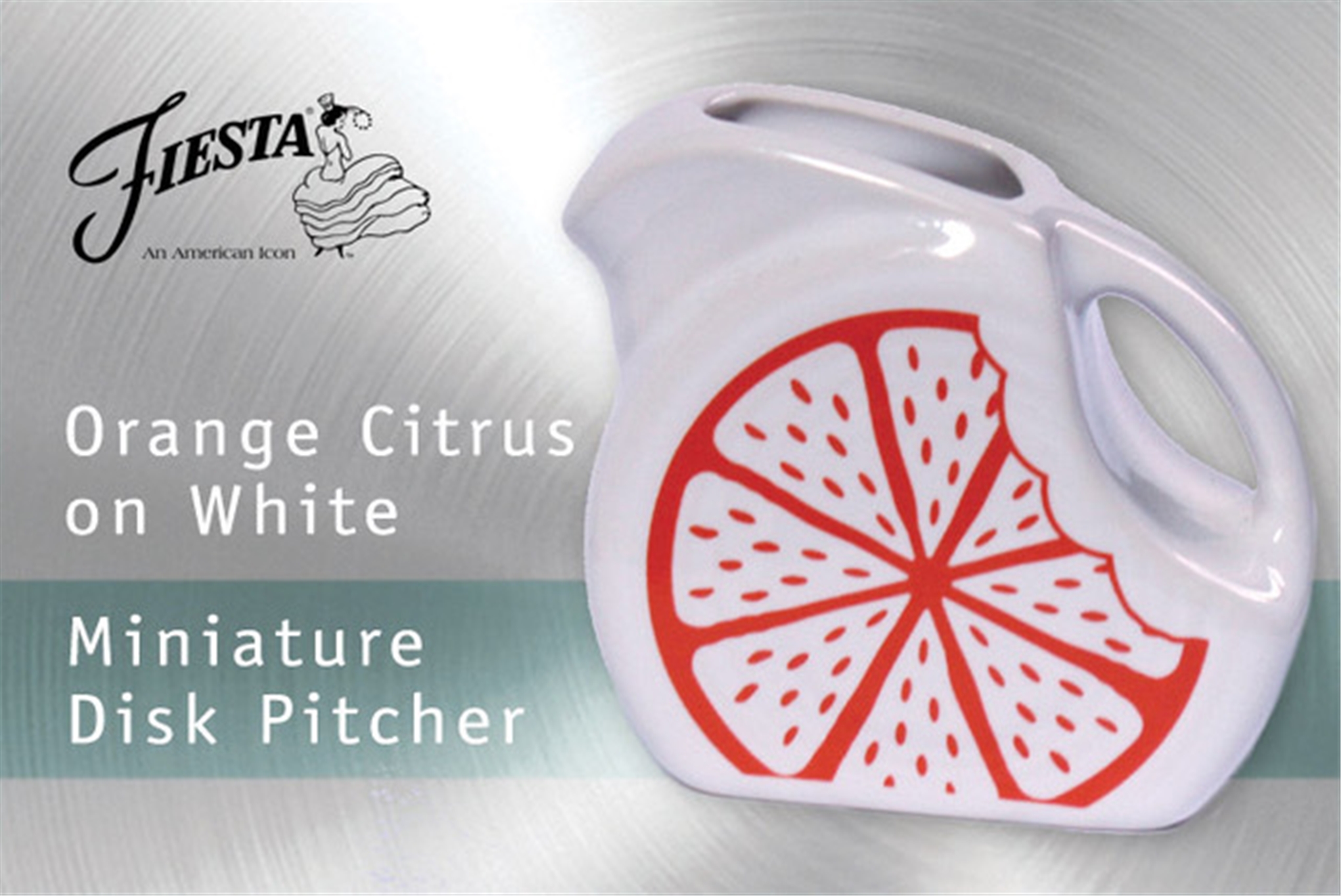 Fiesta Orange Citrus on White Mini Disk Pitcher