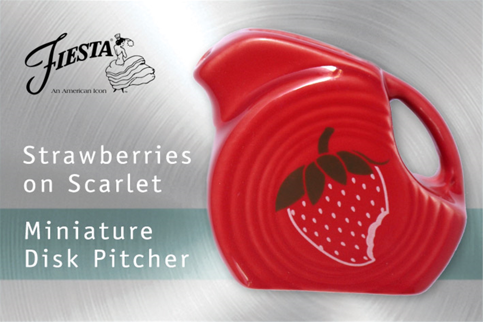 Fiesta Strawberry on Scarlet Mini Disk Pitcher